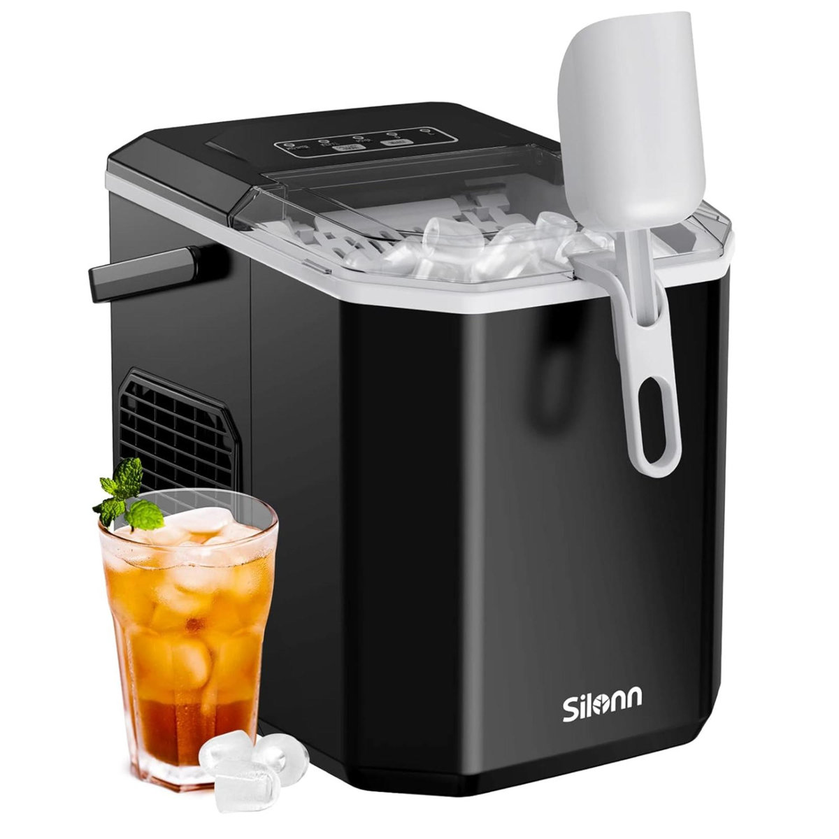 Ice Maker Countertop, Portable Ice Machine With Carry Handle, Self-Cleaning Ice Makers With Basket And Scoop, 9 Cubes In 6 Mins, Per Day, Ideal For Ho — FIN-0017184 | Fridge.com