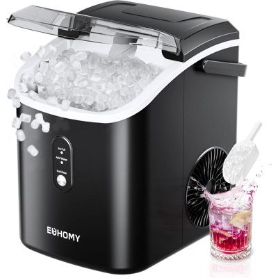Nugget Ice Maker Countertop With Handle, Ready In 6 Mins,  Per Day, Removable Top Cover, Auto-Cleaning, Portable Sonic Ice Maker With Basket And Scoop | Fridge.com