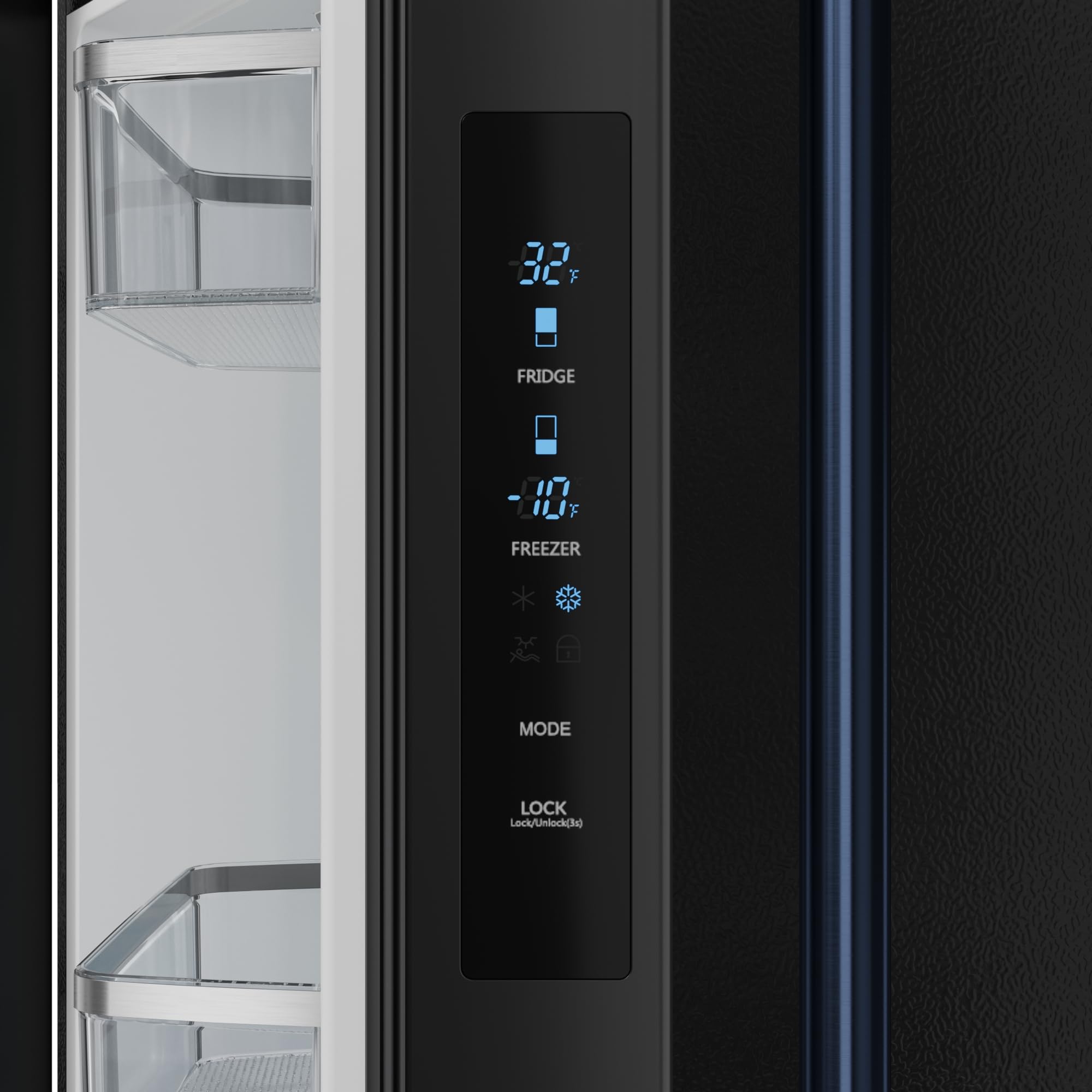 30 in. Wide Gordon Ramsay Series By Thor Kitchen 17.5 cu. ft. Counter Depth Refrigerator With Navy Blue Hardware - Black - View 2 | Fridge.com