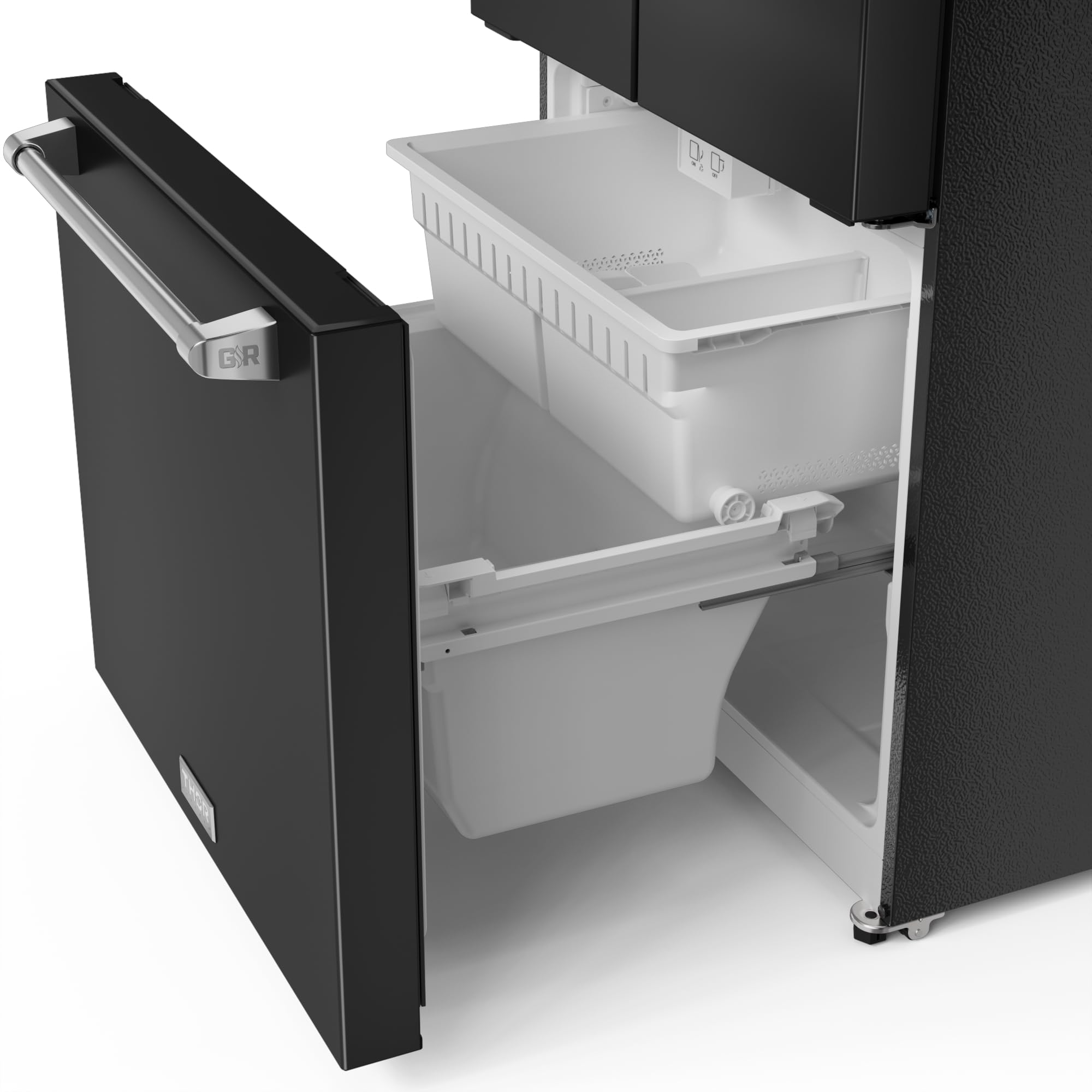 30 in. Wide Gordon Ramsay Series By Thor Kitchen 17.5 cu. ft. Counter Depth Refrigerator With Stainless Steel Hardware - Black - View 3 | Fridge.com
