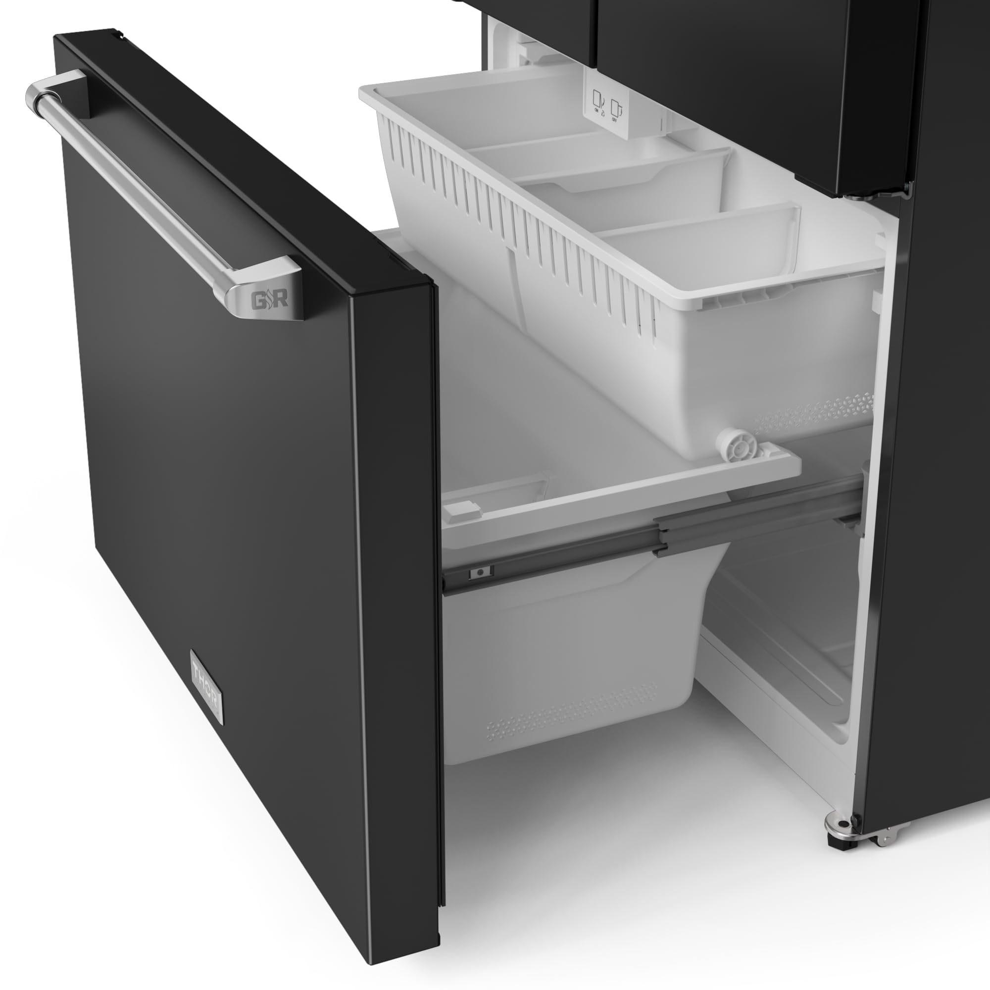 36 in. Wide Gordon Ramsay Series By Thor Kitchen 20.3 cu. ft. Counter Depth Refrigerator With Stainless Steel Hardware - Black - View 2 | Fridge.com