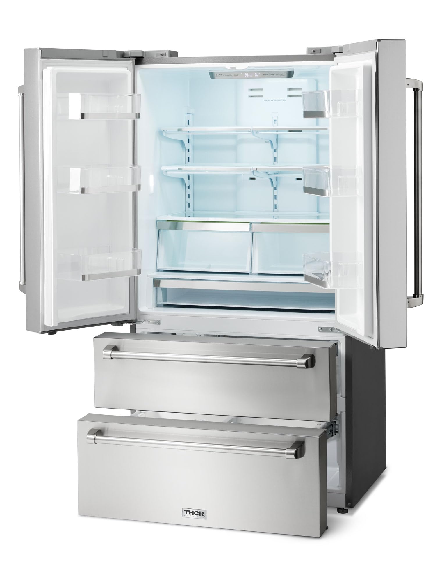 Thor Kitchen - 36 in. Wide 22.5 cu. ft. Professional French Door Counter Depth Refrigerator With Ice Maker - Stainless Steel - View 3 | Fridge.com