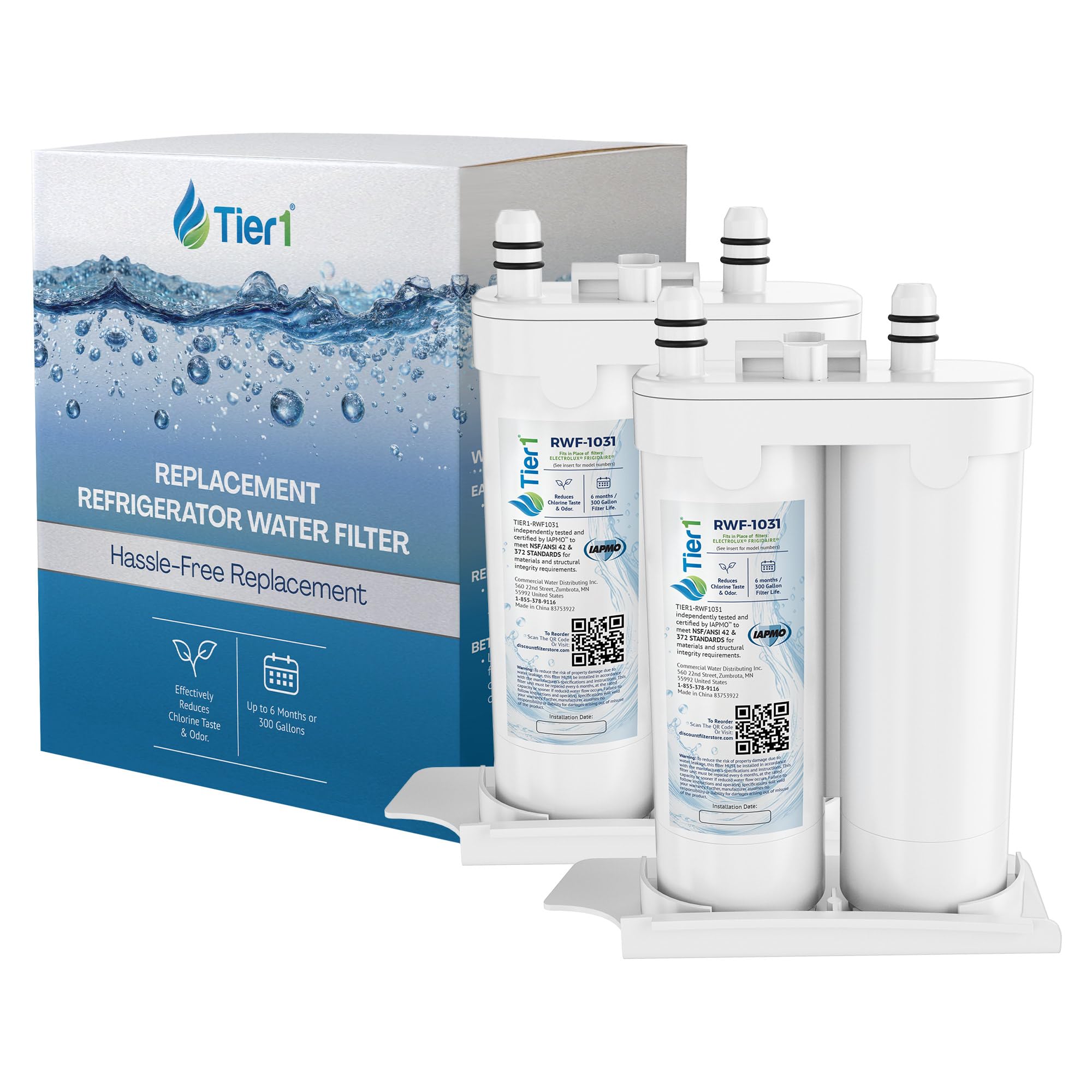 Tier1 RWF1031 WF2CB Refrigerator Water Filter | Replacement for PureSource2 WF2CB & EWF01 Fridge Filter - Up to 12 Months Supply | Easy Install | Odor Control | Clean & Great Tasting Water (2-pk) | Fridge.com
