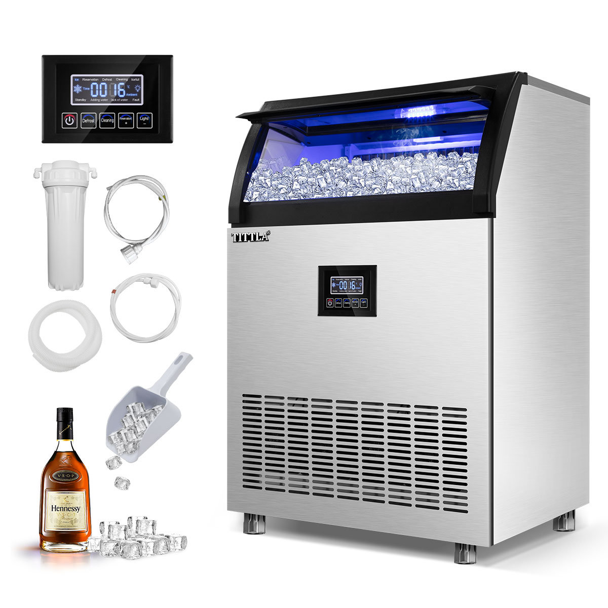24.3 in. 320 lbs. Built-In Ice Maker With Flip-Up Door, Water Filter, Scoop, And 55 lbs. Storage Bin - View 1 | Fridge.com
