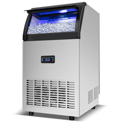 130 Lbs/Day Freestanding Built-In Ice Maker, 44 Lb Storage, 24-Piece Gourmet Ice Tray, Spray Ice Making | Fridge.com