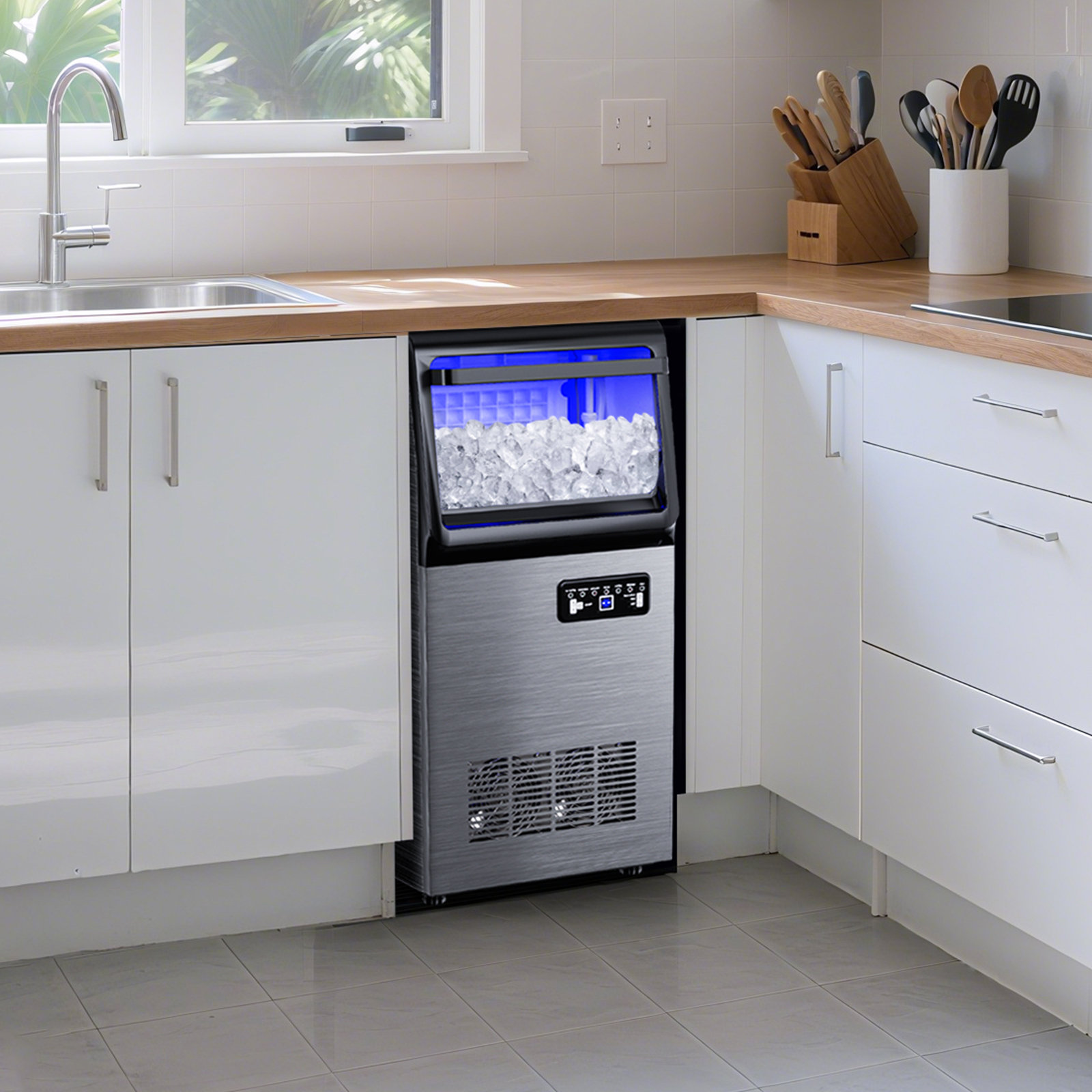 100 Lbs/day Ice Maker, Built-in/freestanding With 40 Lbs Bin, Flip Door, Scoop & Water Filter — FIN-0015787 | Fridge.com