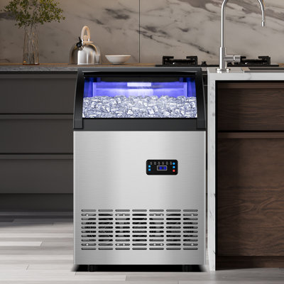 145 Lbs/Day Freestanding Built-In Ice Maker, 56 Lb Storage, 50-Piece Gourmet Ice Tray, Spray Ice Making | Fridge.com