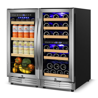 30" Wine & Beverage Refrigerator Triple Zone 30 Bottle & 130 Can Built-in Split Wine and Beer Cooler | Fridge.com