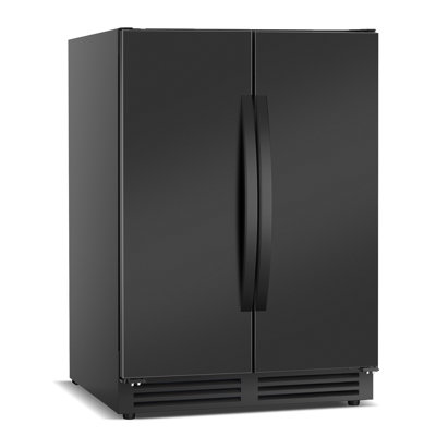 24-Inch 180-Can French Door Beverage Refrigerator, Built-In or Freestanding Beer & Drink Cooler, Black and Silver Stainless Steel Options, Dual Handle | Fridge.com