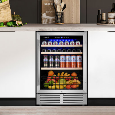 24" 220-Can Built-In/Freestanding Beverage Refrigerator for Beer & Soda Cooler with Glass Door,Blue LED and Reversible Door Drinks Fridge | Fridge.com