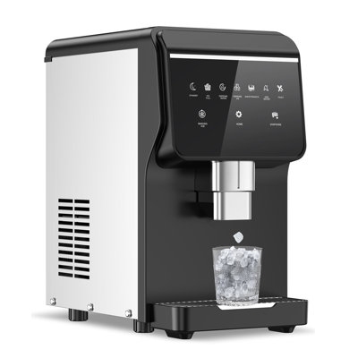12 in. 100+ lbs. /24H Countertop Ice Maker Automatic Drop Clear Ice Cubes in Black Portable Moving Ice Machine | Fridge.com