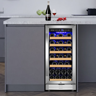 15" Wine Premium Refrigerator 31 Bottle Built-in Wine Cooler with Two Handle & Reversible Hinge | Fridge.com