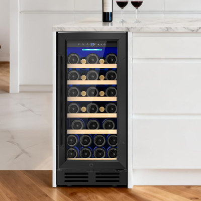 15" Wine Premium Refrigerator 31 Bottle Built-in Wine Cooler with Two Handle & Reversible Hinge | Fridge.com