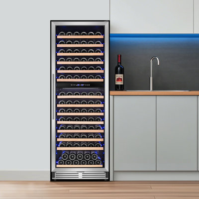 24" Wine Premium Refrigerator 154 Bottle with Two Door Handle Built-in Wine Cooler Dual Zone | Fridge.com
