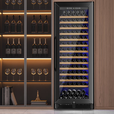 172 Bottle Built-In/Freestanding Wine Cooler With Reversible Door And Dual Handle Options  Black | Fridge.com