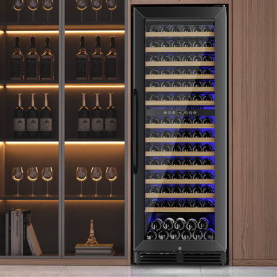 24" Wine Premium Refrigerator 154 Bottle with Two Door Handle Built-in Wine Cooler Dual Zone | Fridge.com