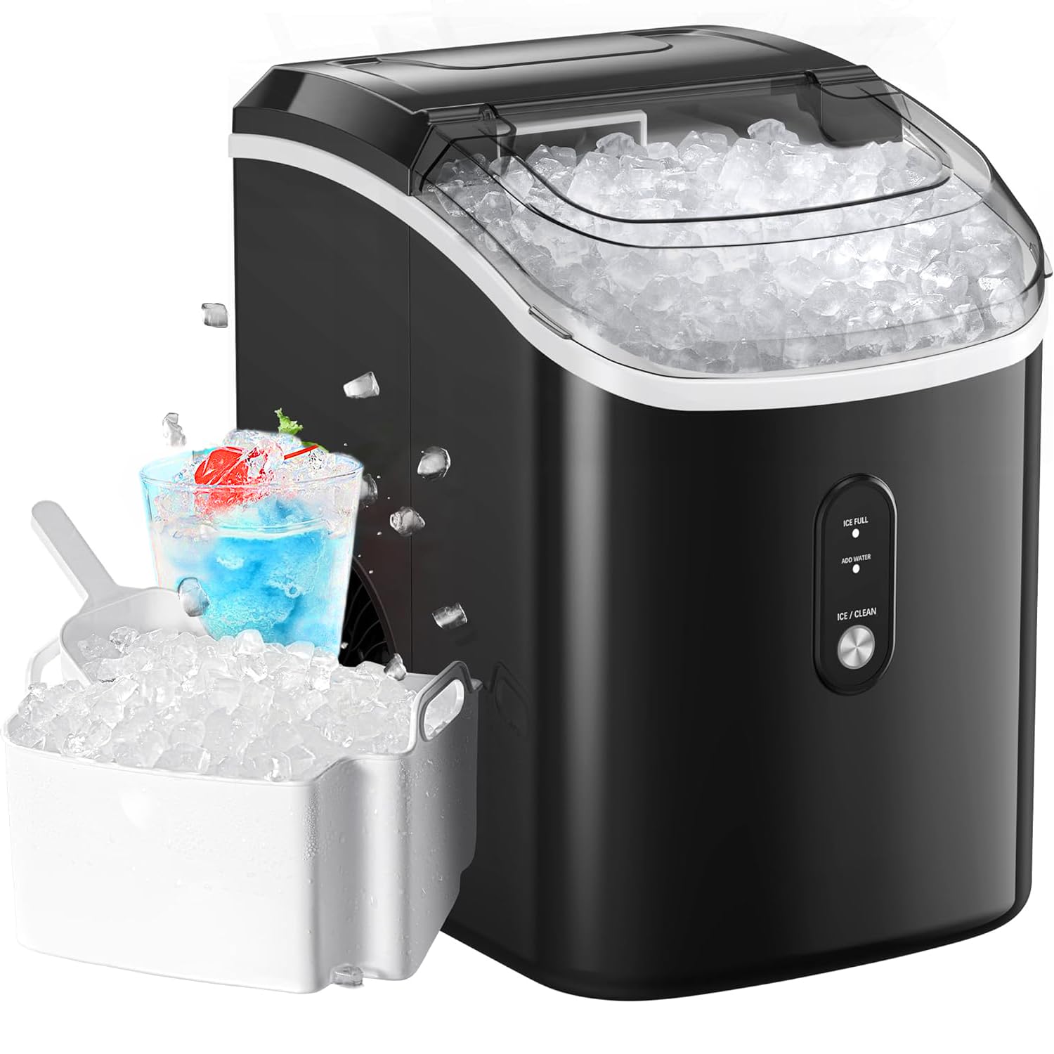 Nugget Ice Makers Countertop, Pellet Ice Machine with Self-Cleaning Function, Nugget Ice Machine Produces 33 lbs of Chewable Ice in 24 Hours, Sonic Ice Maker Perfect for Home Kitchens Party Camping | Fridge.com