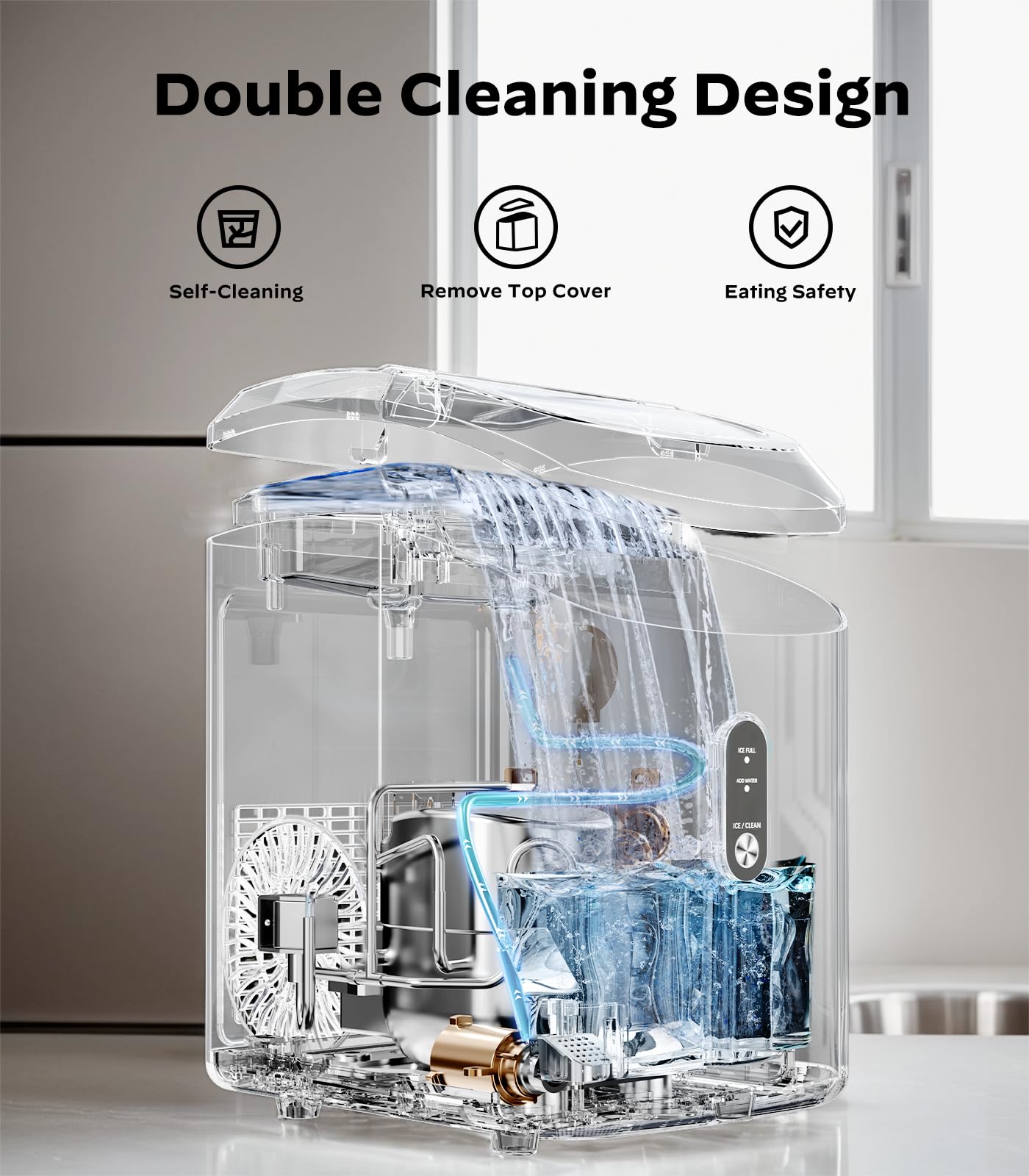 Nugget Ice Makers Countertop, Pellet Ice Machine With Self-Cleaning Function, Nugget Ice Machine Produces 33 lbs Of Chewable Ice In 24 Hours, Sonic Ice Maker Perfect For Home Kitchens Party Camping - View 4 | Fridge.com