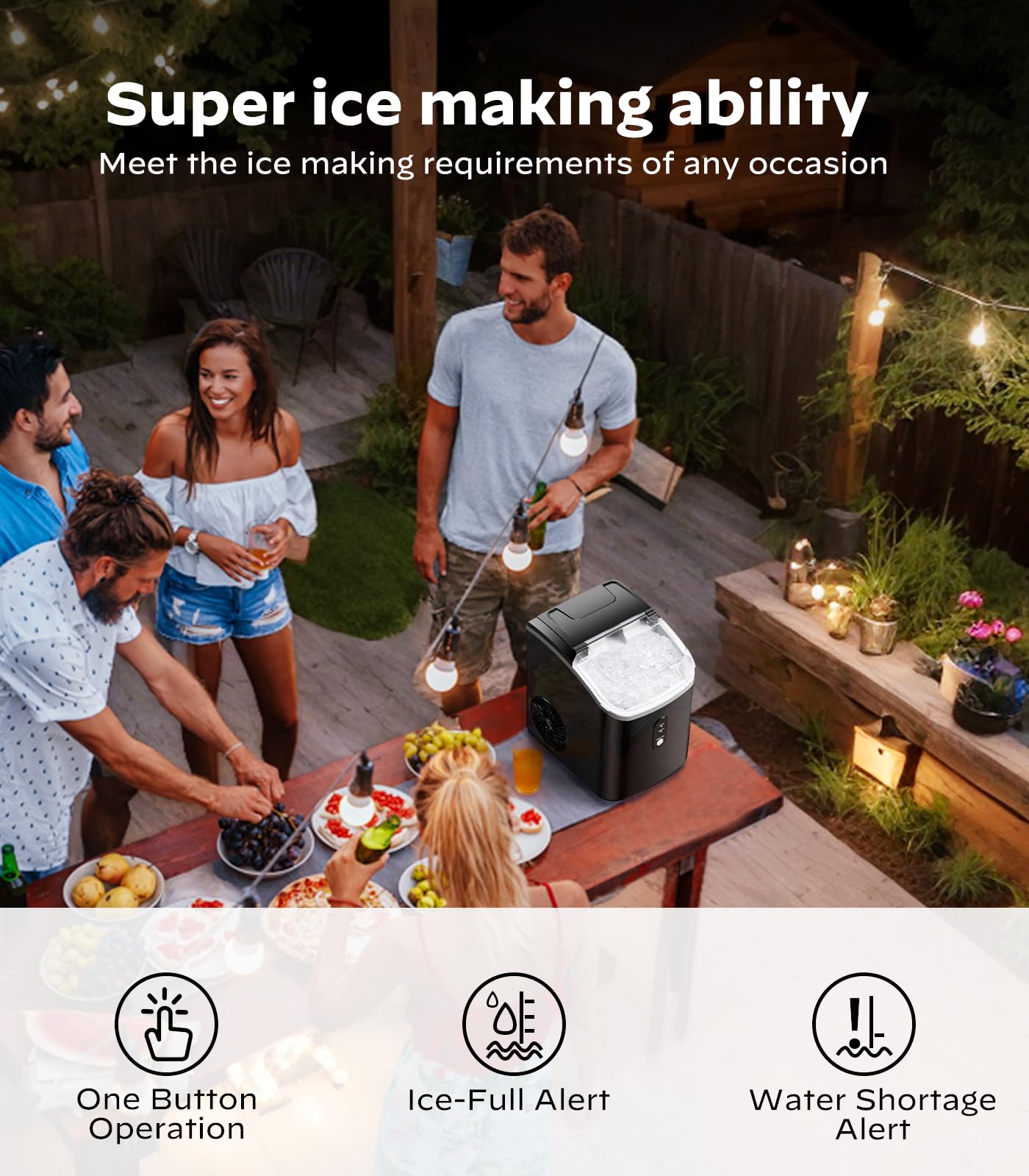 Nugget Ice Makers Countertop, Pellet Ice Machine With Self-Cleaning Function, Nugget Ice Machine Produces 33 lbs Of Chewable Ice In 24 Hours, Sonic Ice Maker Perfect For Home Kitchens Party Camping - View 5 | Fridge.com