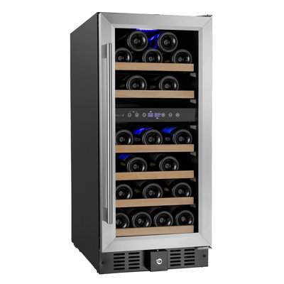 Trifecte Dual Zone 14.96'' 31 Bottle Wine Refrigerator with Reversible Door | Fridge.com