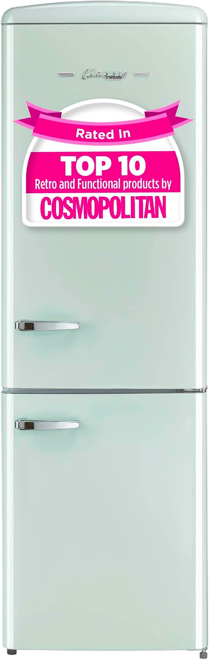 Unique Appliances UGP-330L LG AC Classic Retro Refrigerator Electric Bottom-Mount Fridge with Intuitive Control Panel, 4 Glass Shelves, and 3 Freezer Drawers, Frost-Free, 12 cu./ft, Summer Mint Green | Fridge.com