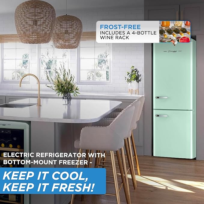 Unique Appliances UGP-330L LG Ac Classic Retro Refrigerator Electric Bottom-Mount Fridge With Intuitive Control Panel, 4 Glass Shelves, And 3 Freezer Drawers, Frost-Free, 12 cu./ft, Summer Mint Green - View 6 | Fridge.com