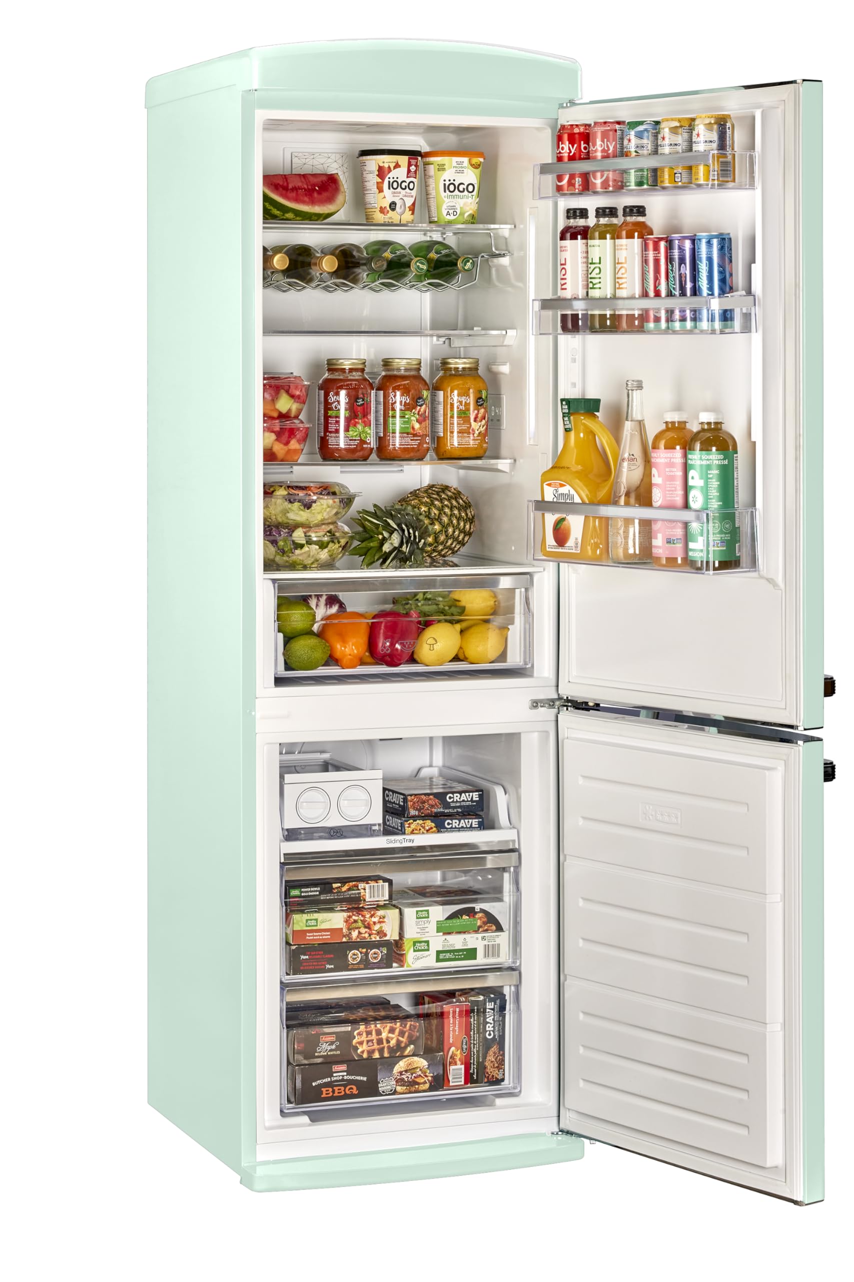Unique Appliances - 24 in. Wide Classic Retro 23.8 in 11.7 cu. ft. Frost Free Retro Bottom Freezer Refrigerator Energy Star - Summer Mint Green - View 3 | Fridge.com