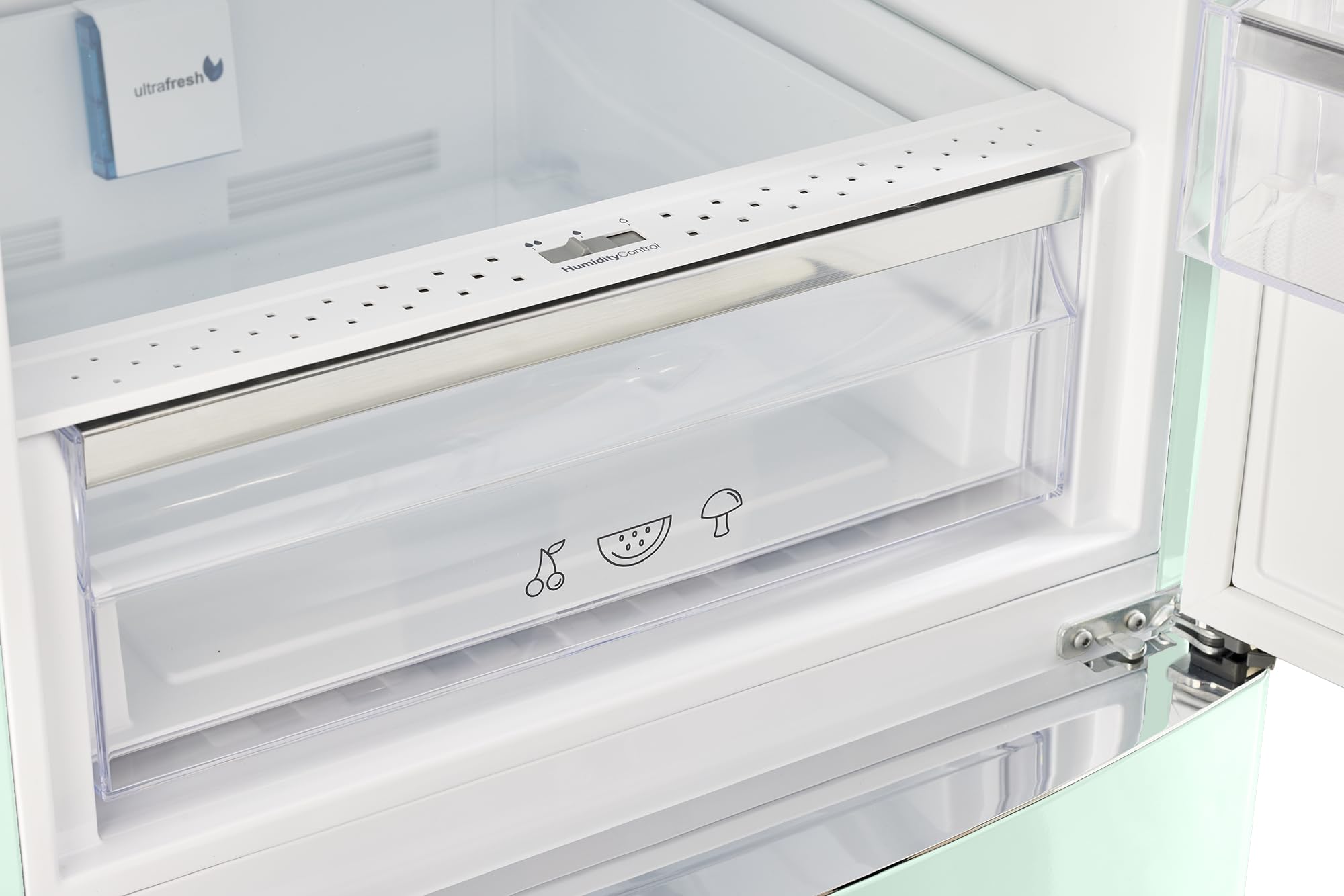 Unique Appliances - 24 in. Wide Classic Retro 23.8 in 11.7 cu. ft. Frost Free Retro Bottom Freezer Refrigerator Energy Star - Summer Mint Green - View 4 | Fridge.com