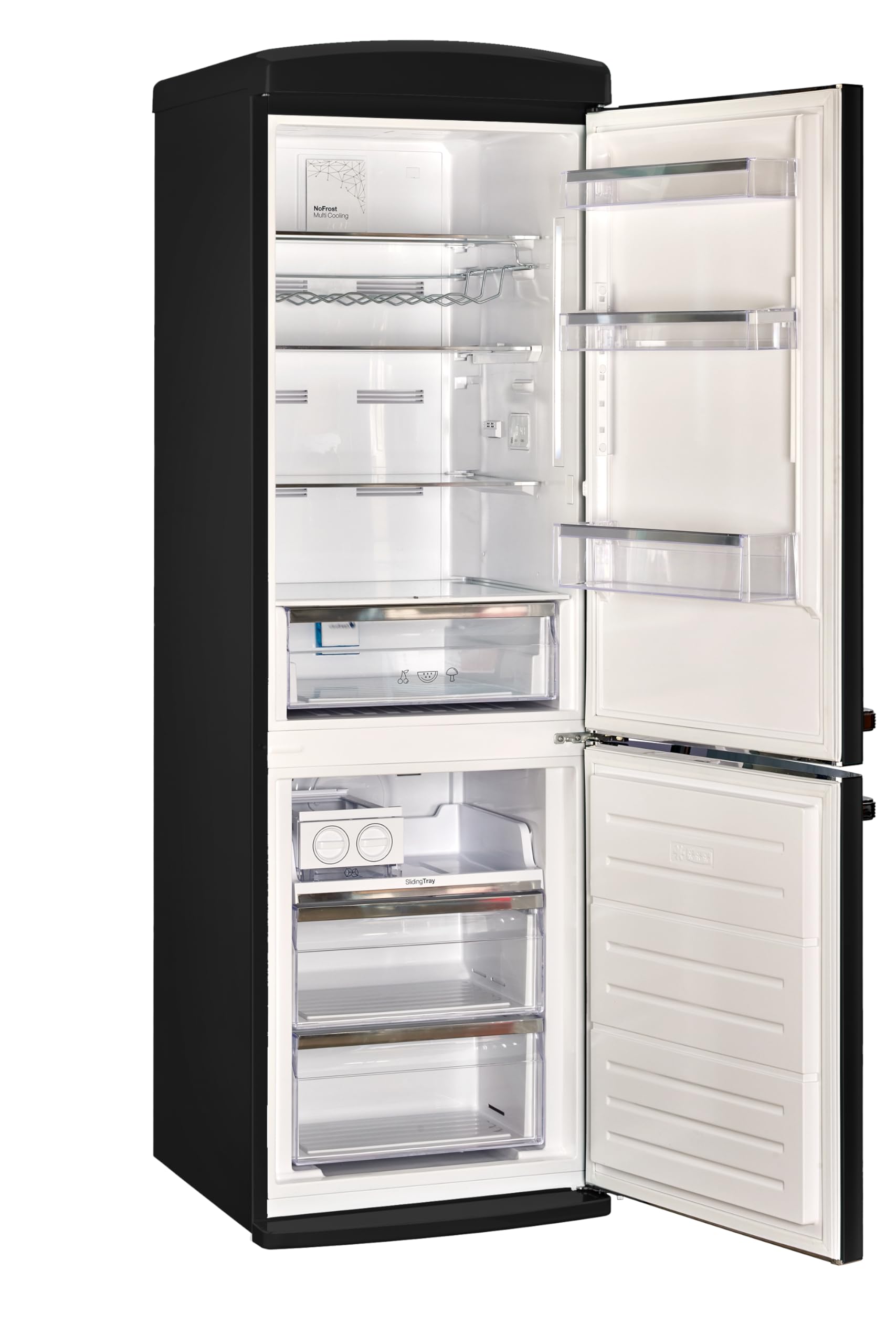 Unique Appliances - 24 in. Wide Classic Retro 23.8 in 11.7 cu. ft. Frost Free Retro Bottom Freezer Refrigerator Energy Star - Matte Black - View 2 | Fridge.com