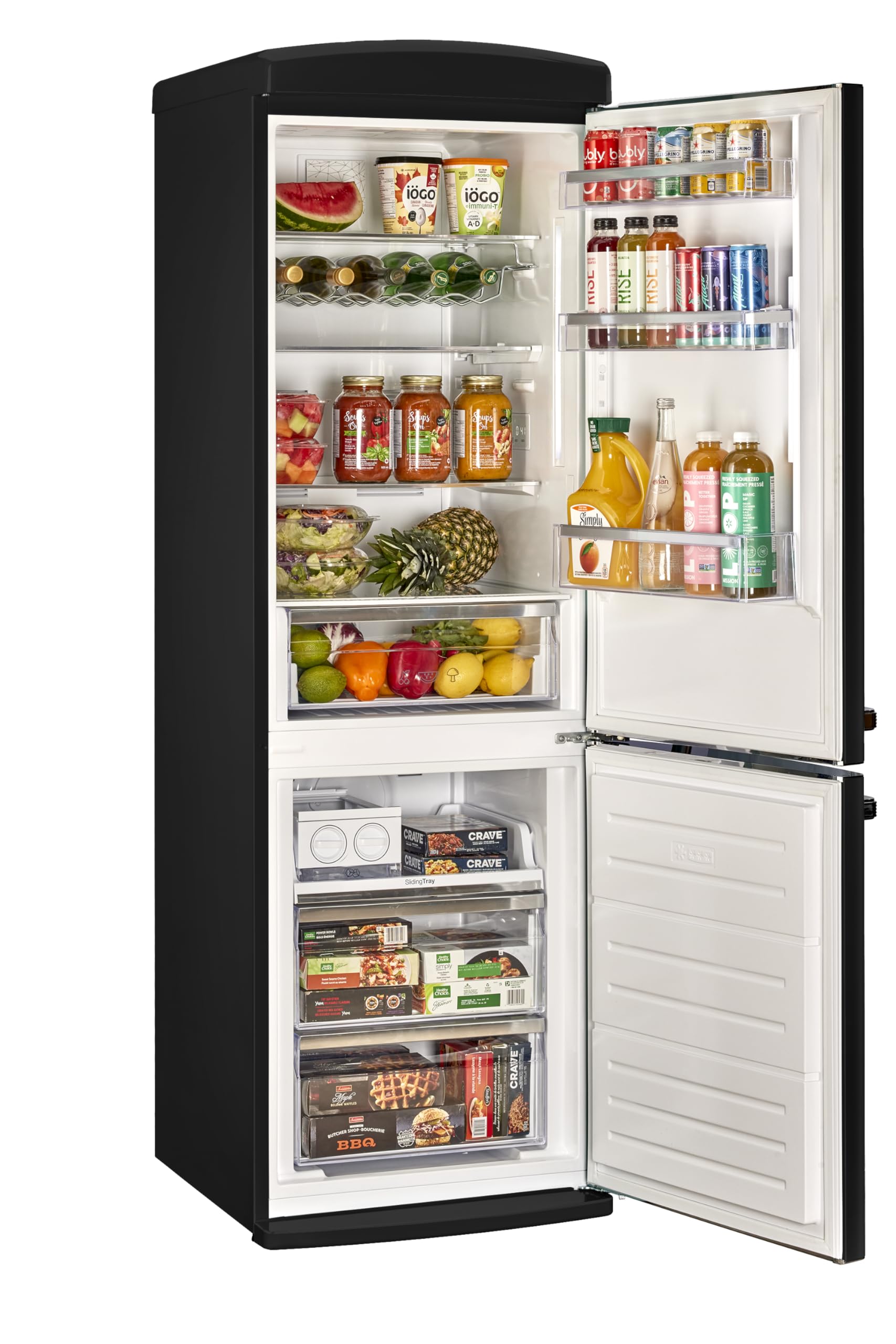 Unique Appliances - 24 in. Wide Classic Retro 23.8 in 11.7 cu. ft. Frost Free Retro Bottom Freezer Refrigerator Energy Star - Matte Black - View 3 | Fridge.com