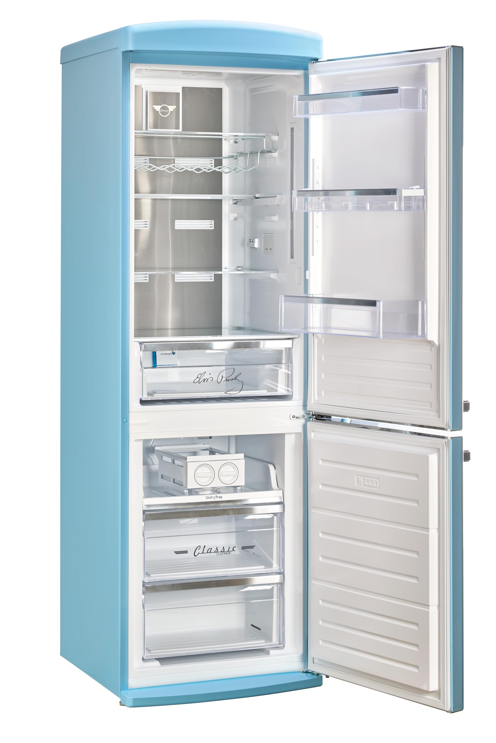 Unique Appliances - 24 in. Wide Classic Retro 23.8 in 11.7 cu. ft. Frost Free Retro Bottom Freezer Refrigerator Energy Star - Orange Creamsicle - View 3 | Fridge.com