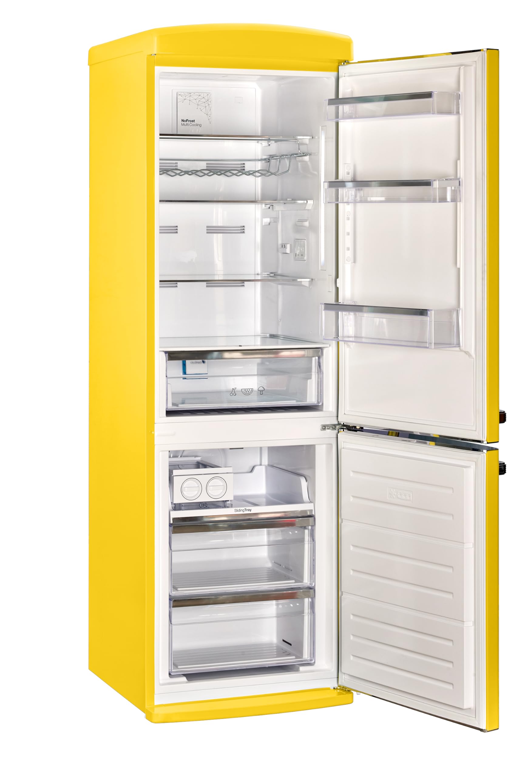 Unique Appliances - 24 in. Wide Classic Retro 23.8 in 11.7 cu. ft. Frost Free Retro Bottom Freezer Refrigerator Energy Star - Canary Yellow - View 2 | Fridge.com