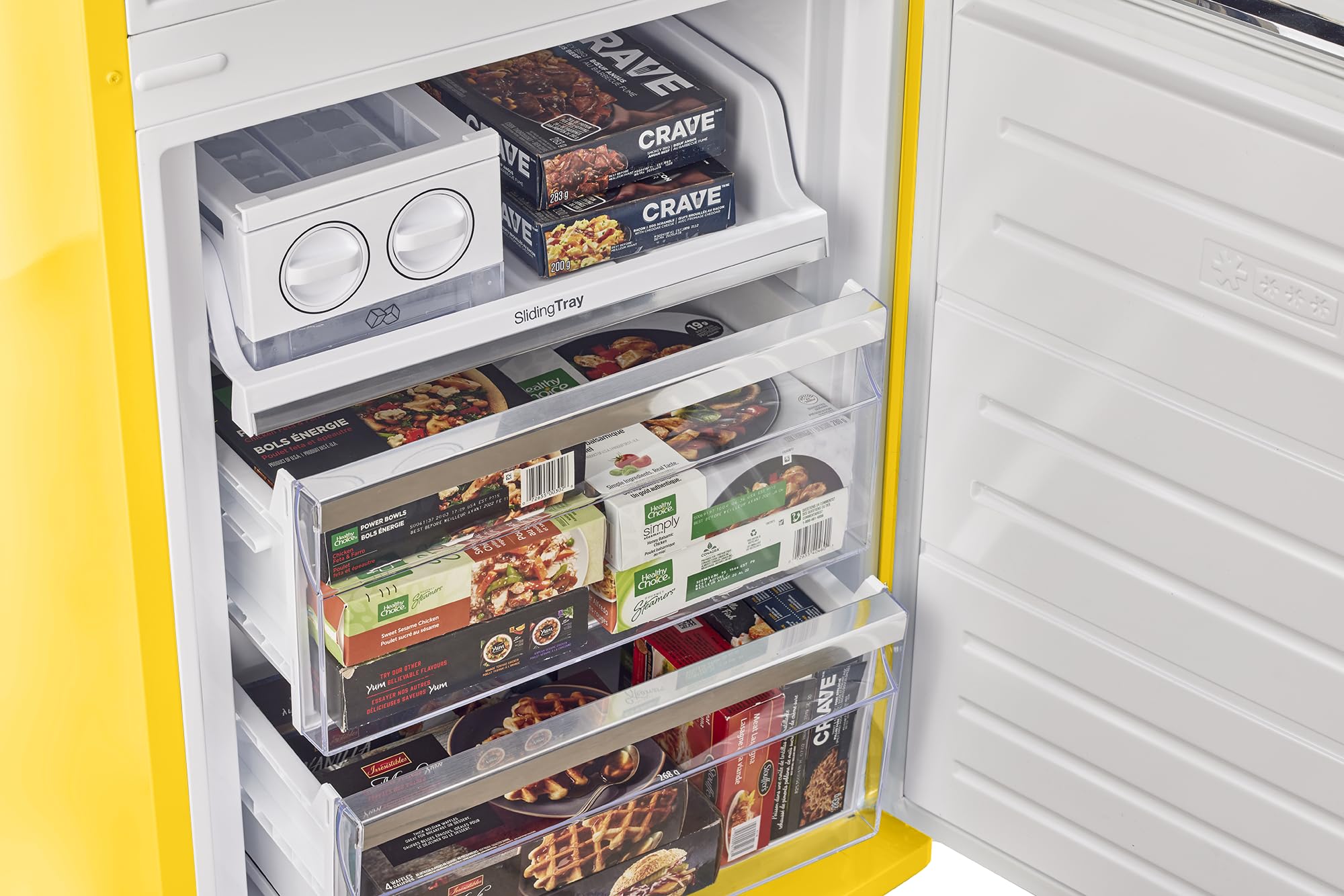 Unique Appliances - 24 in. Wide Classic Retro 23.8 in 11.7 cu. ft. Frost Free Retro Bottom Freezer Refrigerator Energy Star - Canary Yellow - View 4 | Fridge.com