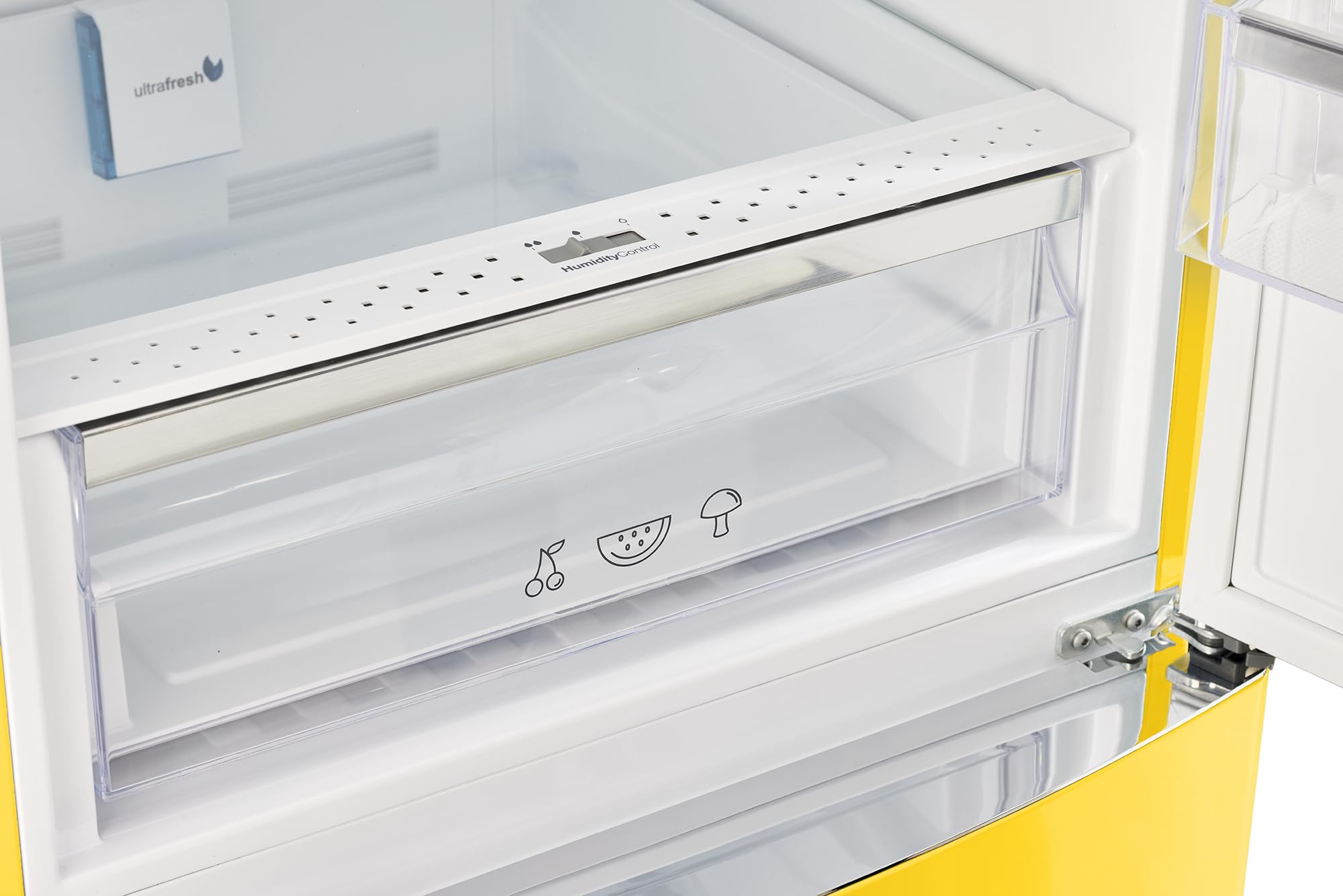 Unique Appliances - 24 in. Wide Classic Retro 23.8 in 11.7 cu. ft. Frost Free Retro Bottom Freezer Refrigerator Energy Star - Canary Yellow - View 5 | Fridge.com