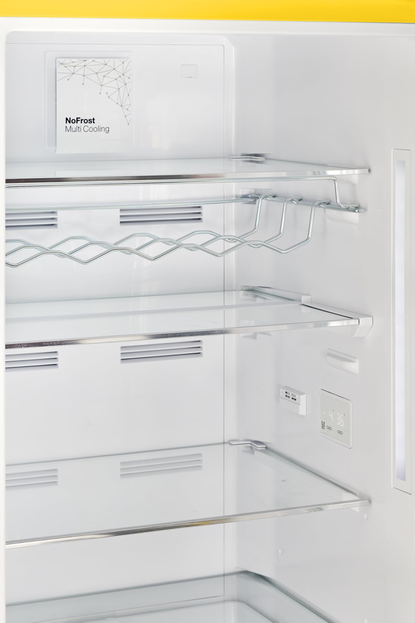 Unique Appliances - 24 in. Wide Classic Retro 23.8 in 11.7 cu. ft. Frost Free Retro Bottom Freezer Refrigerator Energy Star - Canary Yellow - View 6 | Fridge.com