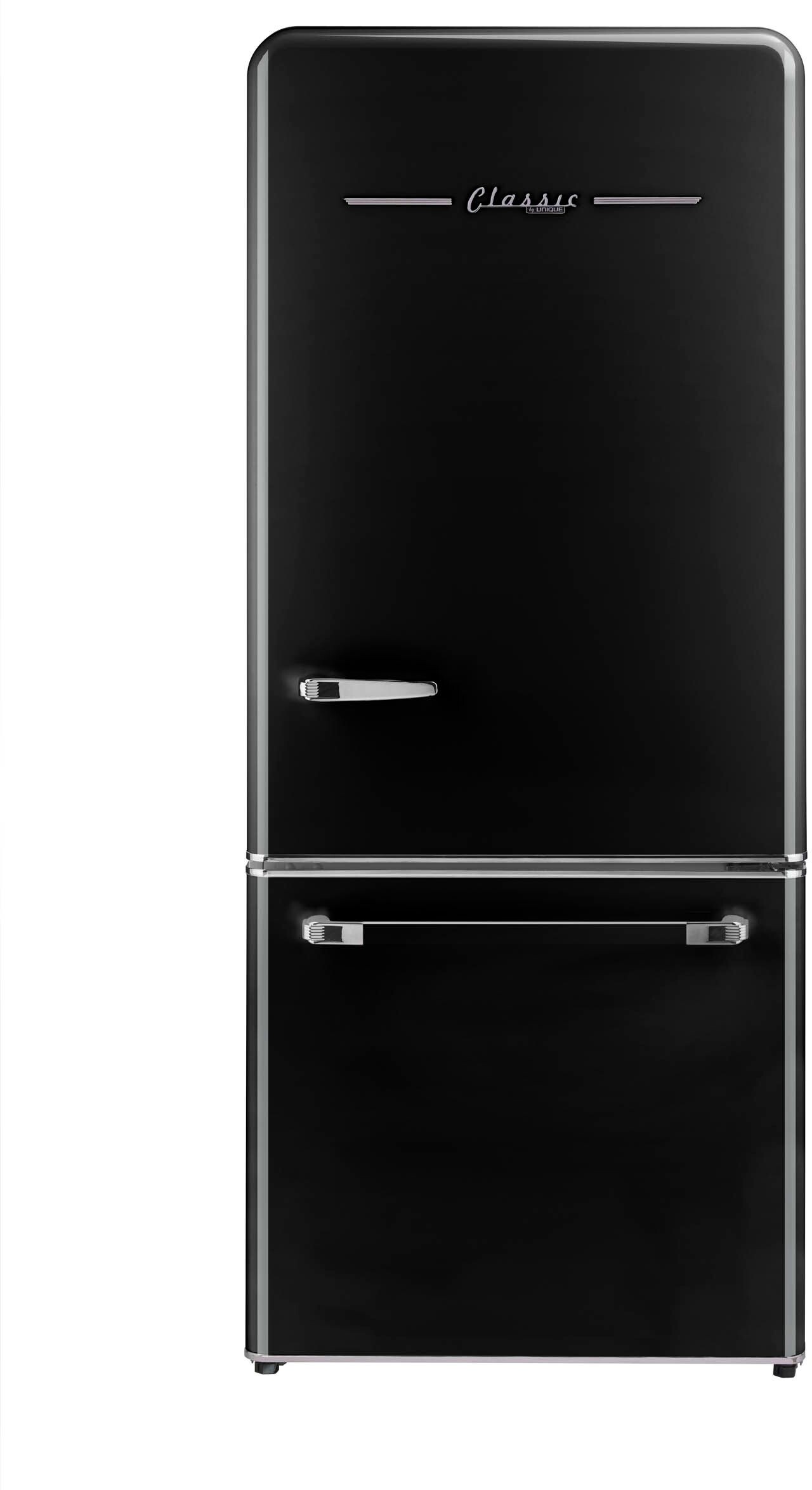 30 in. Wide Classic Retro 30 in 17.7 cu. ft. Frost Free Retro Bottom Freezer Refrigerator - Midnight Black | Fridge.com