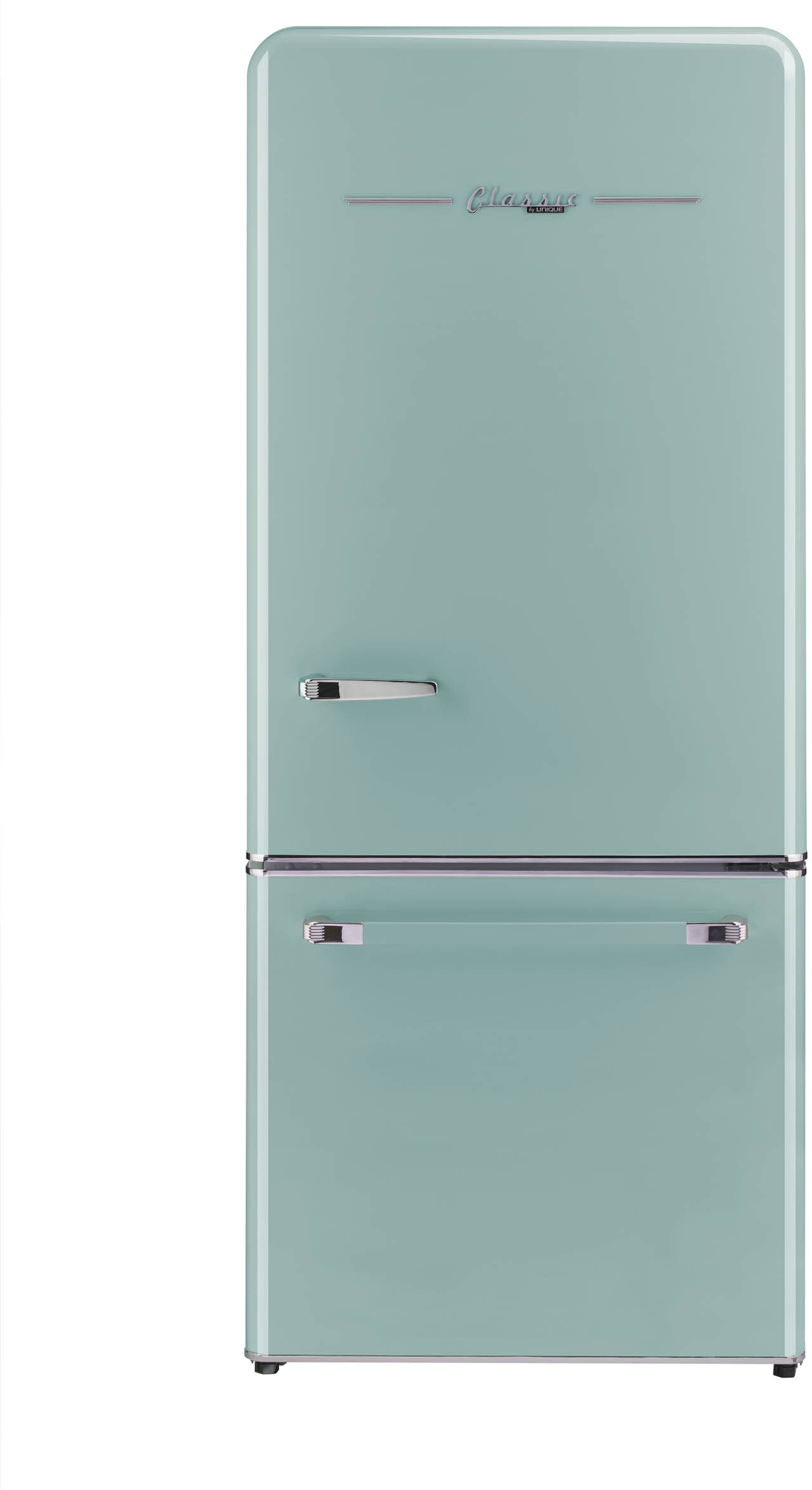 Unique Appliances - 30 in. Wide Classic Retro 30 in 17.7 cu. ft. Frost Free Retro Bottom Freezer Refrigerator - Ocean Mist Turquoise — FIN-0020107 | Fridge.com