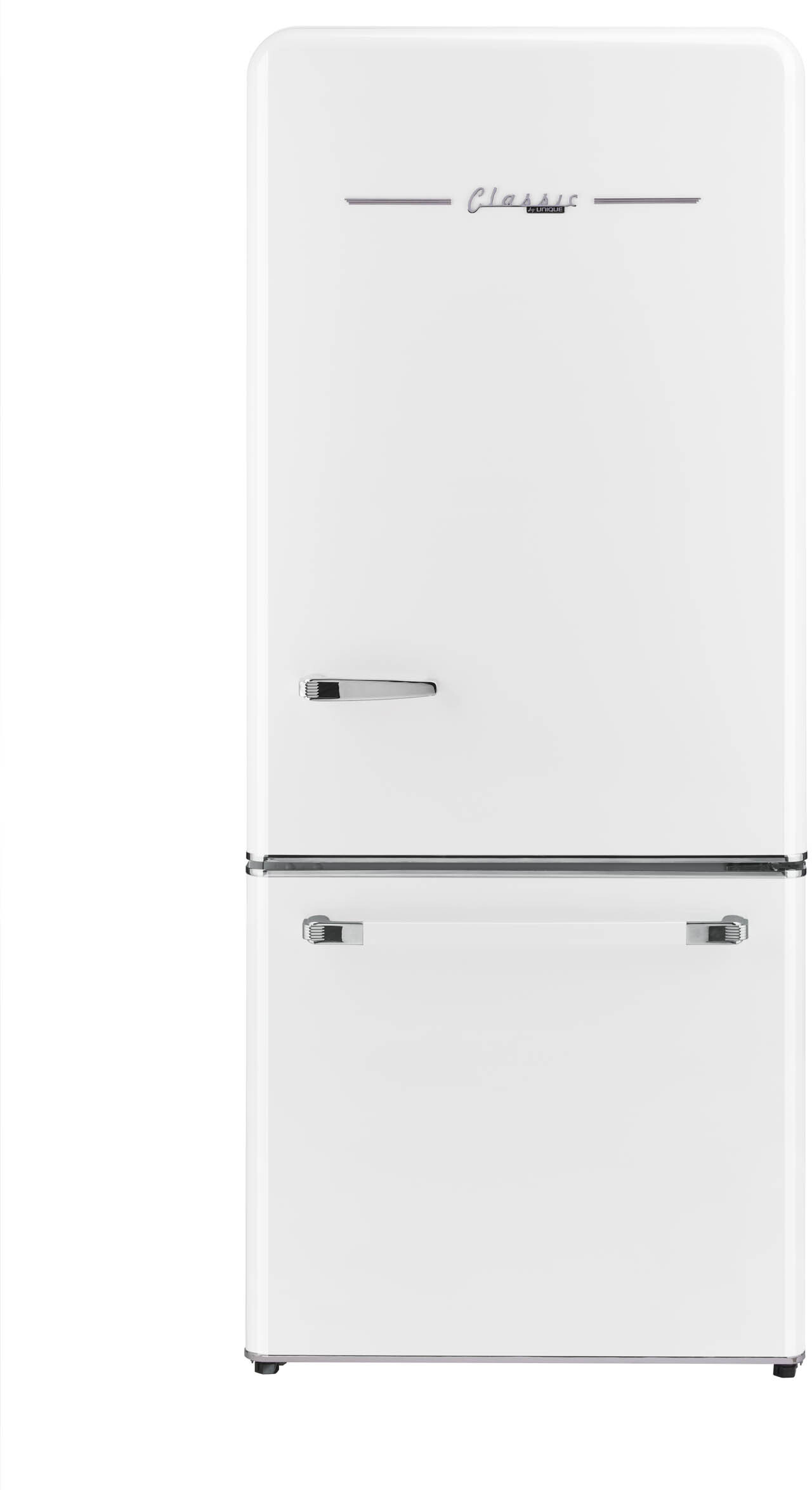 Unique Appliances - 30 in. Wide Classic Retro 30 in 17.7 cu. ft. Frost Free Retro Bottom Freezer Refrigerator - Marshmallow White | Fridge.com