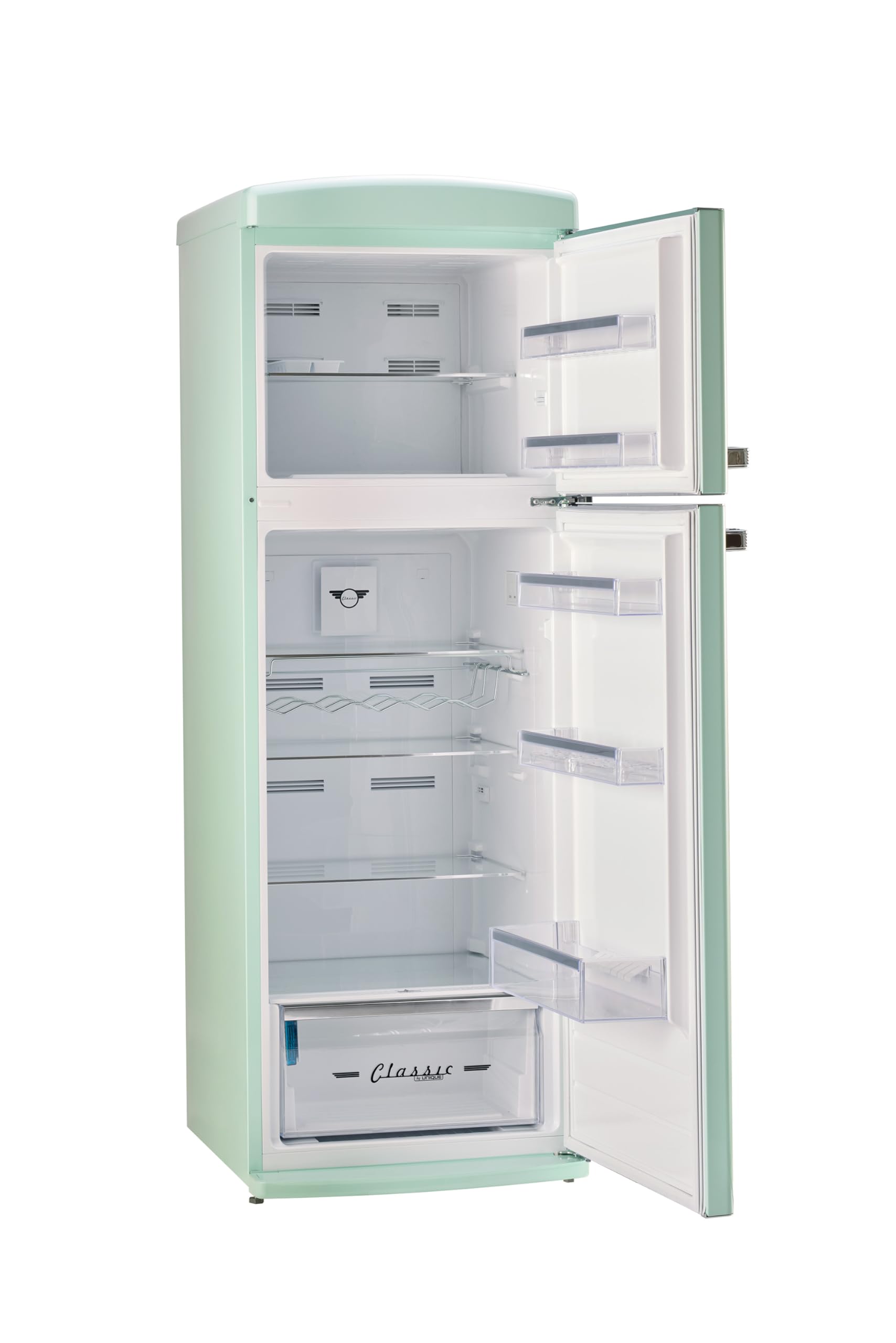 Unique Appliances - 24 in. Wide Classic Retro 11 cu.ft. Top Freezer Refrigerator - Summer Mint Green - View 3 | Fridge.com