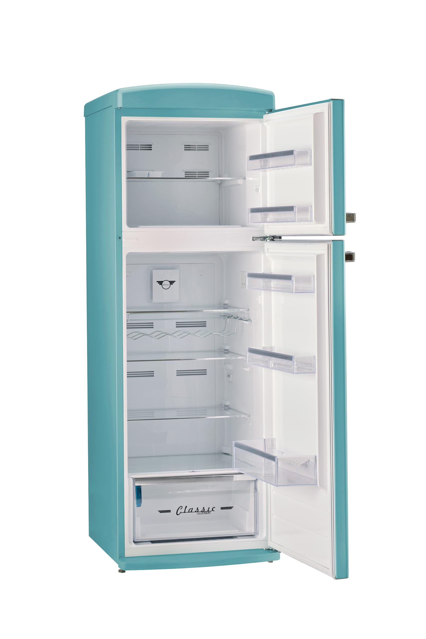 Unique Appliances - 24 in. Wide Classic Retro 11 cu.ft. Top Freezer Refrigerator - Ocean Mist Turquoise - View 3 | Fridge.com