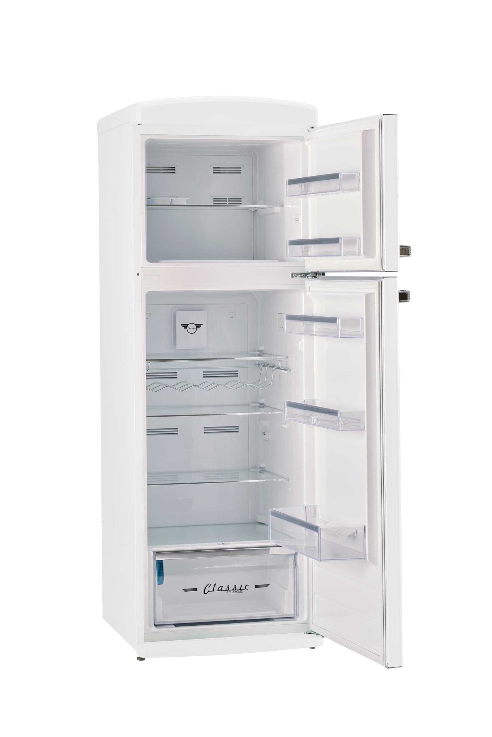 Unique Appliances - 24 in. Wide Classic Retro 11 cu.ft. Top Freezer Refrigerator - Marshmallow White - View 3 | Fridge.com