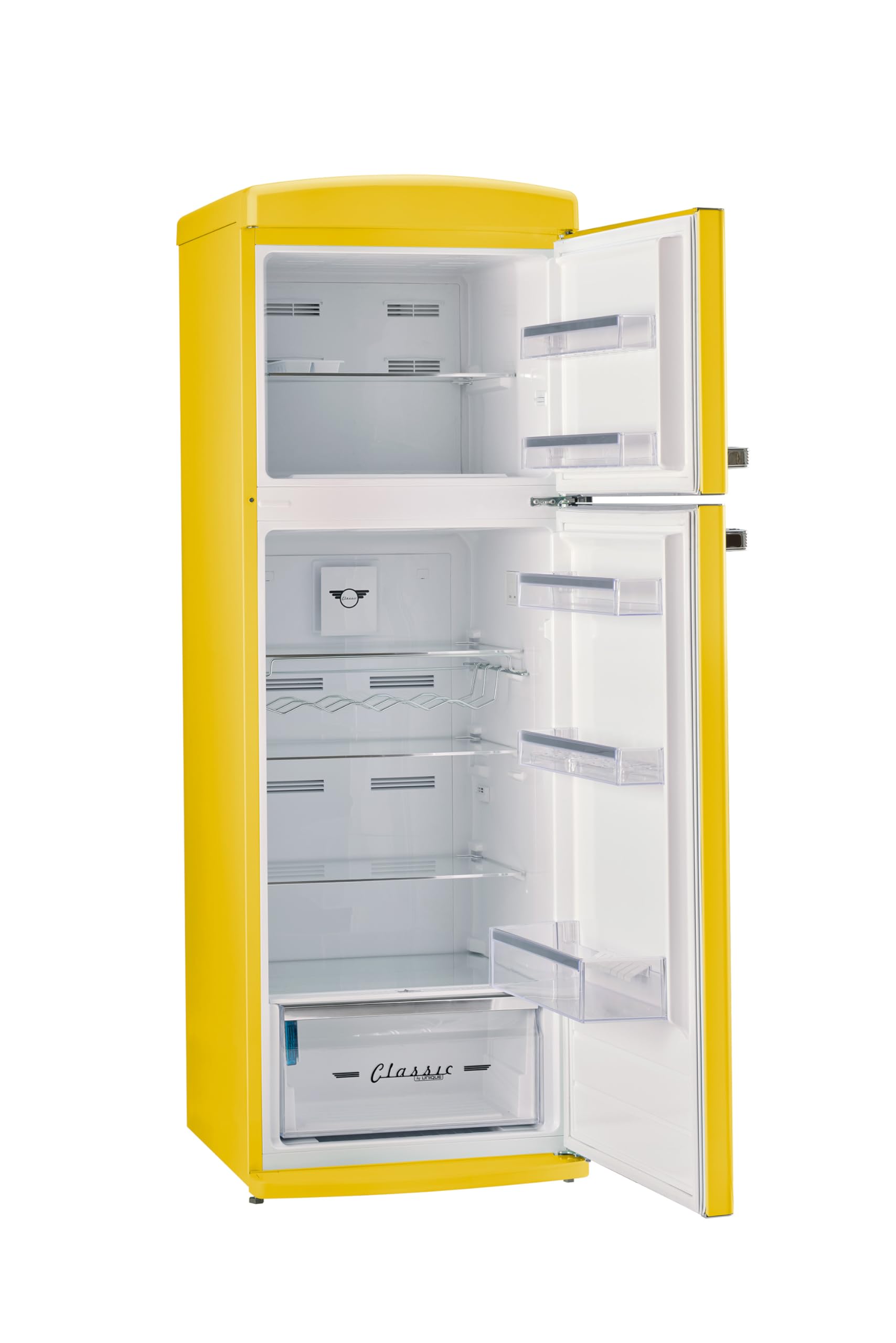 Unique Appliances - 24 in. Wide Classic Retro 11 cu.ft. Top Freezer Refrigerator - Canary Yellow - View 3 | Fridge.com