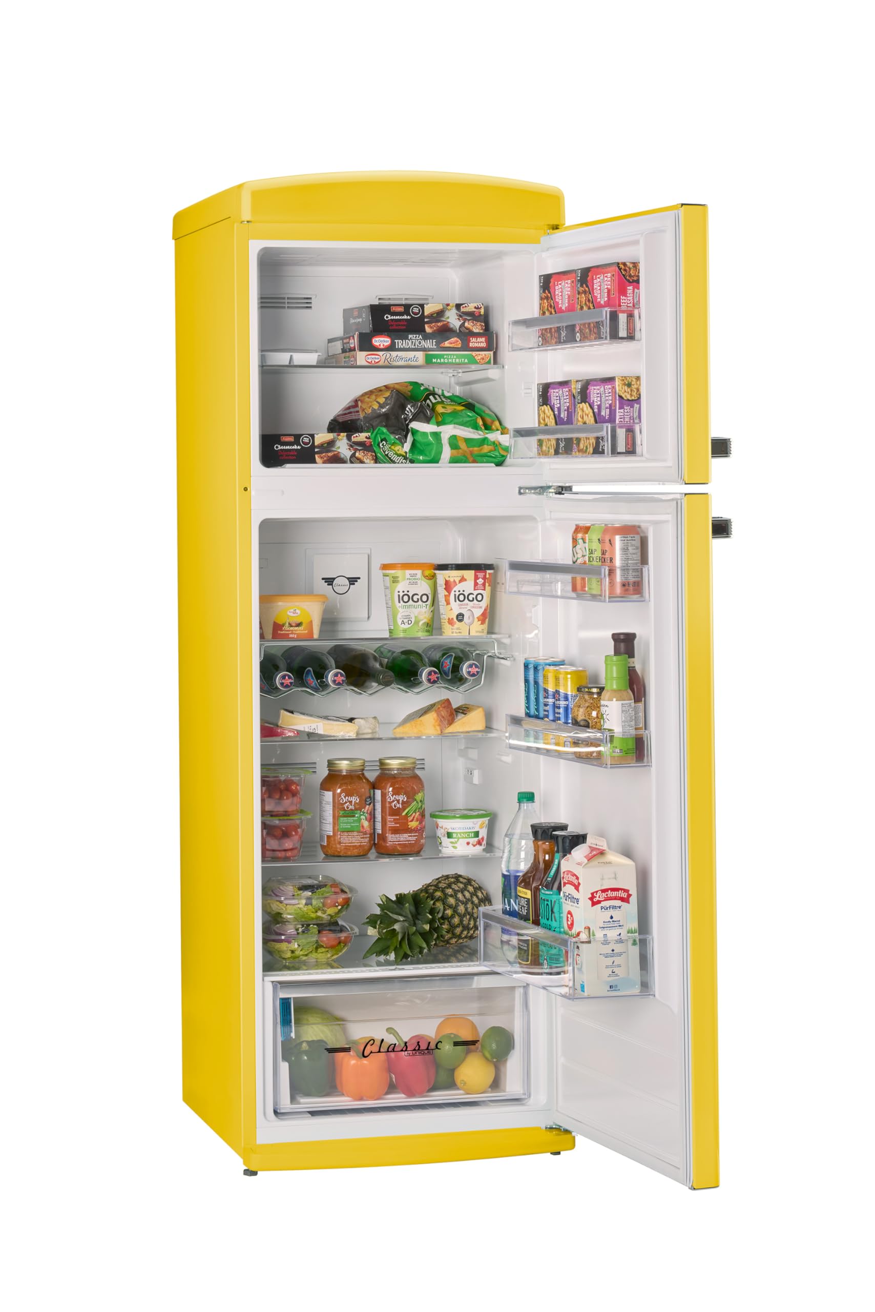 Unique Appliances - 24 in. Wide Classic Retro 11 cu.ft. Top Freezer Refrigerator - Canary Yellow - View 4 | Fridge.com