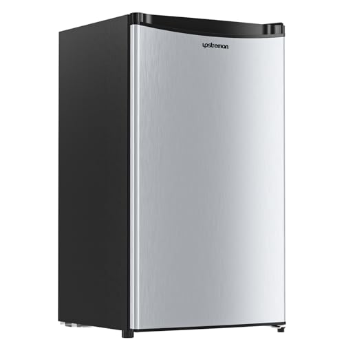 Upstreman 3.2 Cu.Ft Mini Fridge with Freezer, Stainless Steel-SR321 | Fridge.com