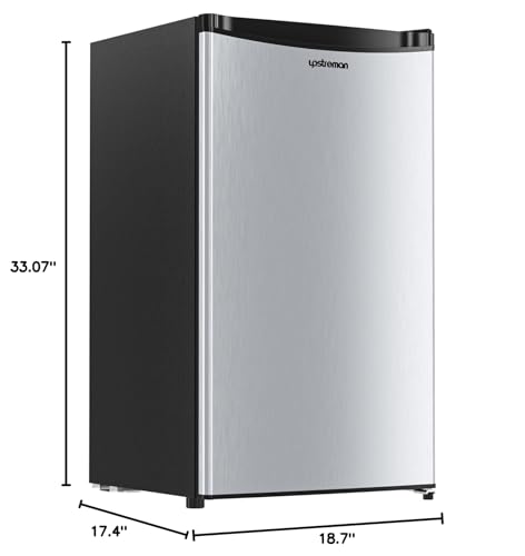 Upstreman 3.2 cu.ft Mini Fridge With Freezer, Stainless Steel-SR321 - View 3 | Fridge.com