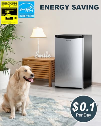 Upstreman 3.2 cu.ft Mini Fridge With Freezer, Stainless Steel-SR321 - View 4 | Fridge.com