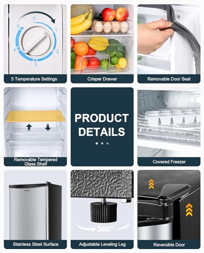Upstreman 3.2 cu.ft Mini Fridge With Freezer, Stainless Steel-SR321 - View 6 | Fridge.com