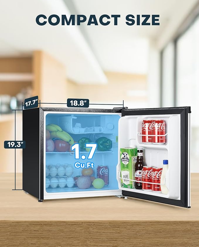 Upstreman 1.7 Cu.ft Mini Fridge with Freezer, Stainless Steel-FR17 | Fridge.com
