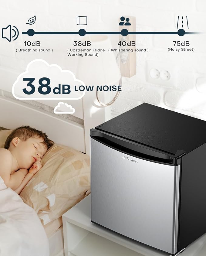 Upstreman 1.7 cu.ft Mini Fridge With Freezer, Stainless Steel-FR17 - View 5 | Fridge.com
