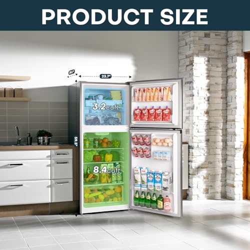 Upstreman 11.6 cu.ft. Double Door Refrigerator In Stainless Steel With Large Capacity Top Freezer, Frost Free, Adjustable Thermostat Control, Apartment Refrigerator With Freezer, Energy Star - View 3 | Fridge.com